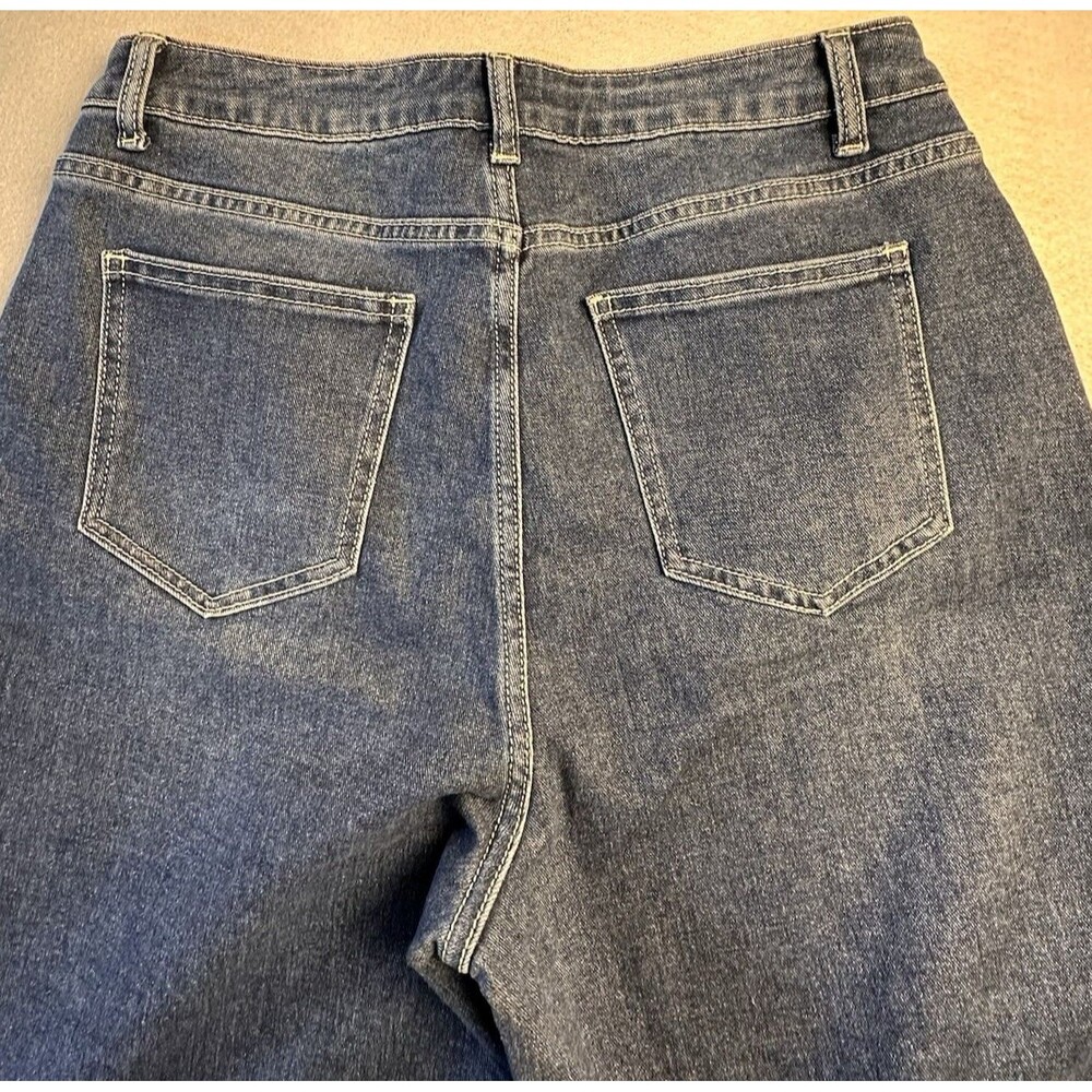 HDLTE High Rise Wide Leg Dark Wash Denim Size L NWT - Picture 3 of 8